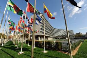 © UNESCO/Michel Ravassard
Outside view of UNESCO's newly-renovated headquarters with flags