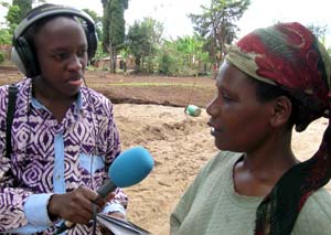 Students trained to work in the campus radio in Rwanda