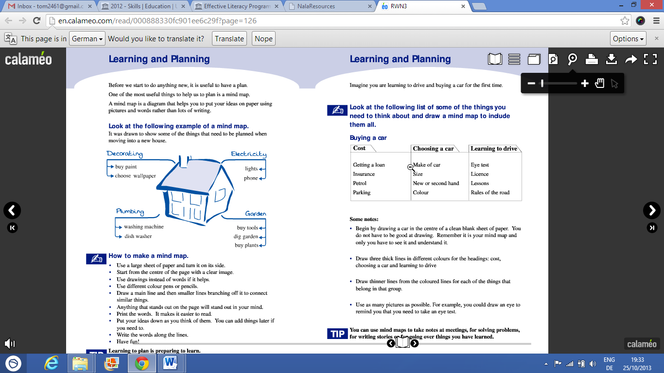 Figure 4: Screenshot of a double page from an online workbook