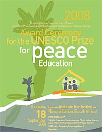 Award ceremony for the 2008 UNESCO Prize for Peace Education