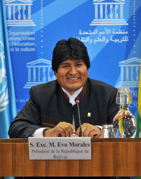 Bolivian President Evo Morales Ayma visits UNESCO
