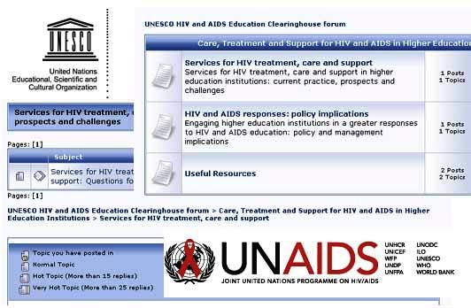 Foro electrnico: Tratamiento del VIH y el SIDA y prestacin de atencin y apoyo en ese contexto en las instituciones de enseanza superior