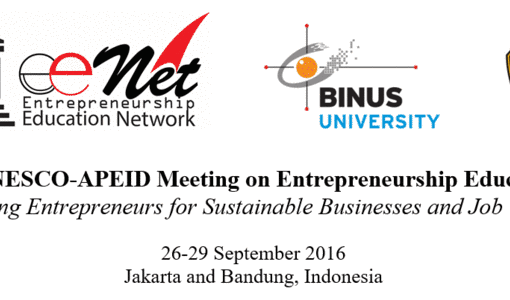5th UNESCO-APEID Meeting on Entrepreneurship Education - Transforming Entrepreneurs: From Job Seekers to Job Givers, 26-29 September 2016, Jakarta and Bandung, Indonesia
http://www.unescobkk.org/education/apeid/entrepreneurship-education/5eenet16/