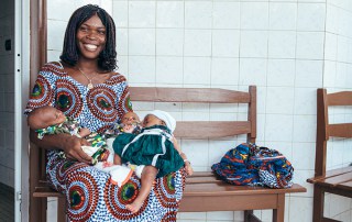 bissdoum Charlotte, 26, with her 7-week-old triplets