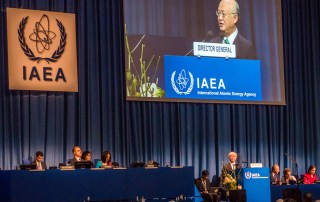 International Atomic Energy Agency (IAEA) Director General Yukiya Amano delivering opening statement to the IAEA’s 59th General Conference in Vienna, Austria. Photo: IAEA
