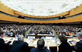 Wide view of participants at the climate change talks in Geneva. UN Photo/Jean-Marc Ferré