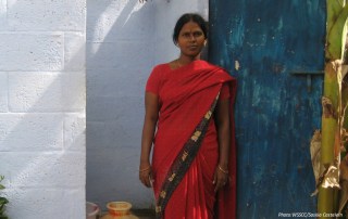 woman in front of toilet