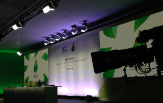 The stage is set in Paris for the start of the UN Climate Change Conference on Monday 30 November. Photo: Florencia Soto Nino