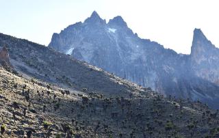 Photo: Mount Kenya's ice cap has receded 92% in the past century.