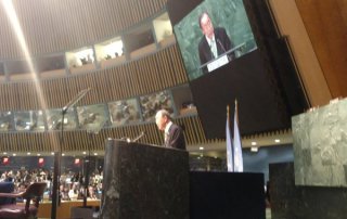 Photo: Secretary-General Ban Ki-moon addresses the audience at the Paris Agreement Signing Ceremony.