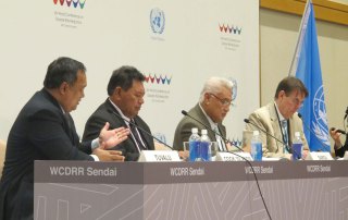 Pacific Island leaders brief press at Third World Conference on Disaster Risk Reduction in Sendai, Japan