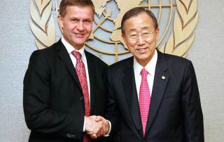 Photo: Ban Ki-moon (right) meets with Erik Solheim, then Minister of the Environment and International Development of Norway, in 2010.