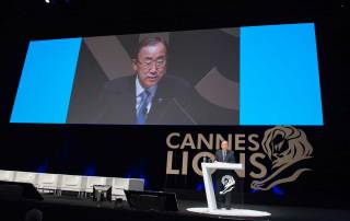 Photo: Secretary-General Ban Ki-moon delivers the keynote address at Palais des Festivals in Cannes, France.