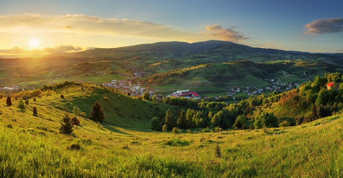 View of a village in the Polana Biosphere Reserve, Slovakia