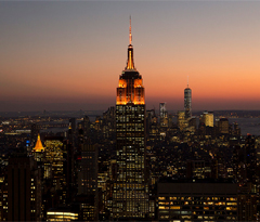 Empire State building lit orange