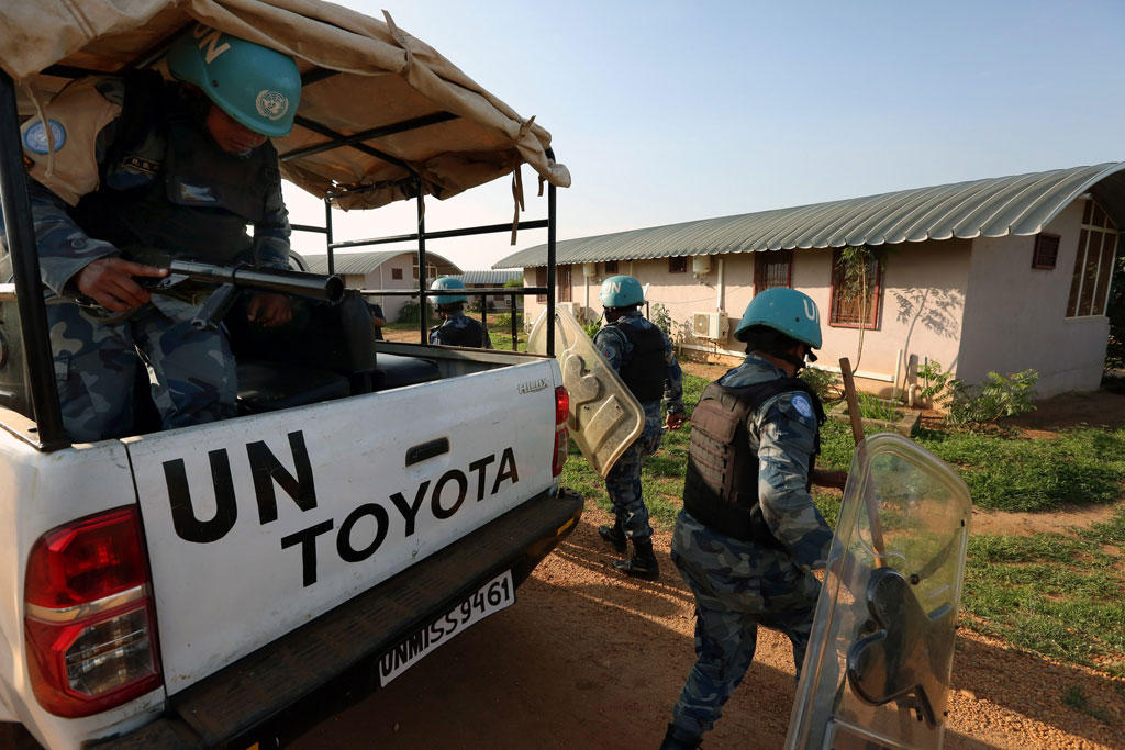 UNMISS Chinese Battalion and UNPOL FPU from Nepal tirelessly continue to provide protection of civilians and maintain security in the UN House base, Jebel area, in Juba. Photo: UNMISS/Eric Kanalstein