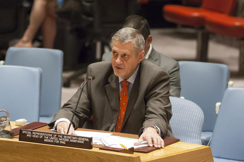 Ján Kubiš, Special Representative the Secretary-General and Head of the UN Assistance Mission for Iraq (UNAMI), briefs the Security Council. UN Photo/Loey Felipe