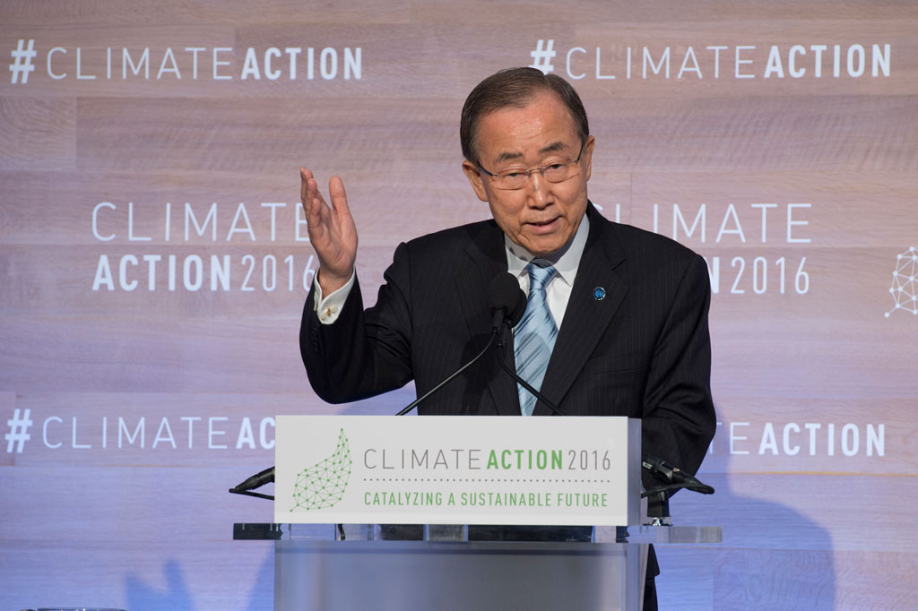 潘基文秘书长“2016气候行动”峰会的开幕式上致辞 联合国图片/Eskinder Debebe