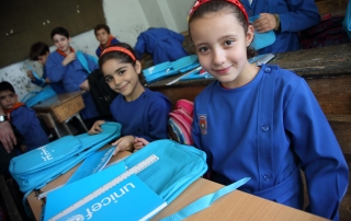 联合国儿童基金会向叙利亚儿童提供学习用品包。儿基会图片/Tomoya Sonoda