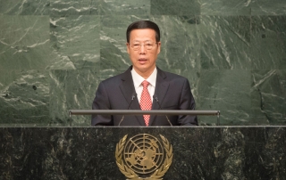 中国国务院副总理张高丽在纽约联合国总部出席《巴黎协定》高级别签署仪式 联合国图片/Rick Bajornas