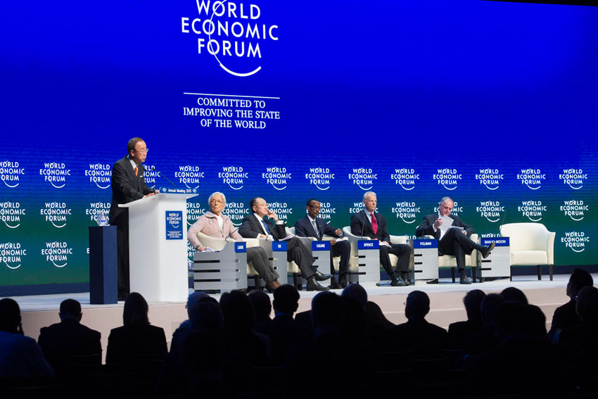 Пан Ги Мун выступил на пленарной сессии Всемирного экономического форума, посвященной борьбе с изменением климата,