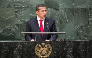 El presidente de Perú, Ollanta Humala, en la Asamblea General de la ONU Foto archivo: ONU/Cia Pak