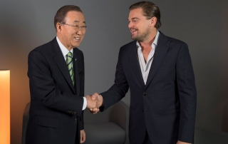 El Secretario General Ban Ki-moon y Leonardo Di Caprio. Foto: ONU/Eskinder Debebe