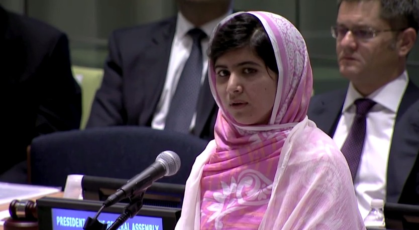 Malala Yousafzai en las Naciones Unidas. Captura de vídeo. La ONU en acción