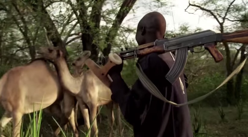 Un hombre con un arma. Captura de vídeo: La ONU en acción