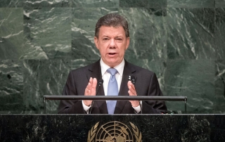 Juan Manuel Santos, presidente de Colombia, en la Asamblea General de la ONU. Foto de archivo: ONU/Kim Haughto