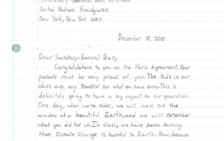 Image: Excerpt from letter from students to Ban Ki-moon