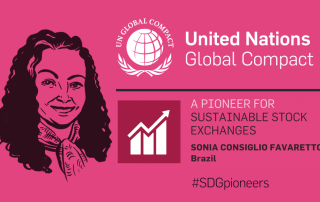 Digital card: Sonia Consiglio Favaretto of Brazil is an SDG Pioneer.