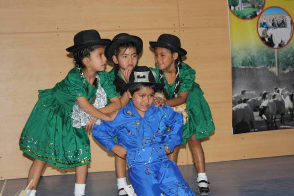 Child dancers during the graducation ceremony in San Pedro de Atacama