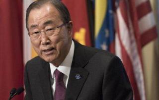 Secretary-General Ban Ki-moon briefs the press at UN Headquarters in New York. UN Photo/Mark Garten