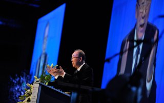 Photo: Secretary-General Ban Ki-moon delivers his keynote address at the 2030 Agenda for Sustainable Development in Zurich, Switzerland.