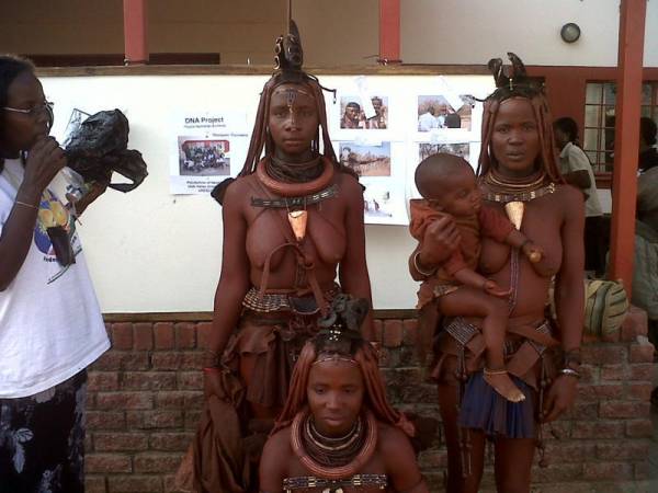 Himba women at the Multi-Purpose Community Center in Okangwati, Namibia