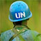 United Nations Peacekeeper with blue helmet