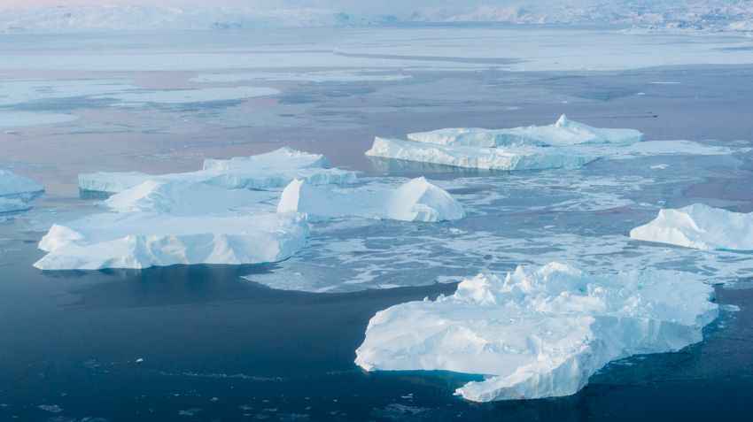 Fonte des icebergs à Ilulissat, Groenland, 2014. 