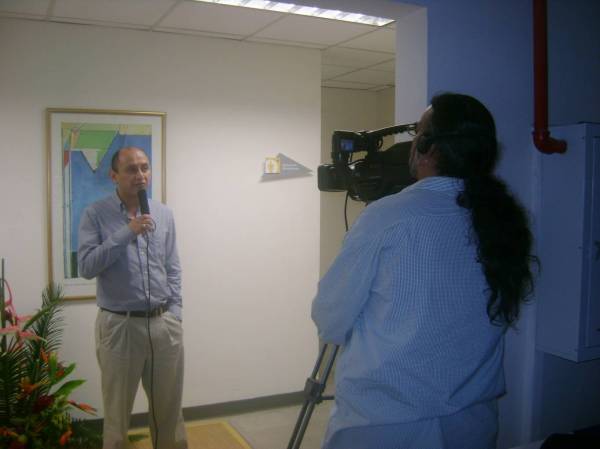 Mr. Max Lora during a Television interview at the closing ceremony