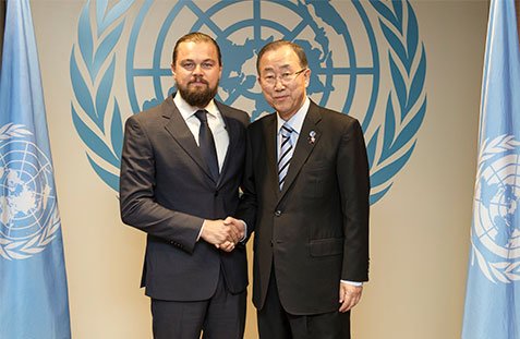 Secretary-General Ban Ki-moon welcomes Leonardo DiCaprio