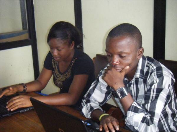 Students attending a radio training