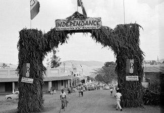 One of the specially decorated arches set up in Kigali, Rwanda to mark
       that nation's independence in 1962
