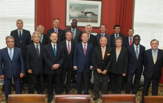 Secretary-General Ban Ki-moon with members of the International Development Finance Club (IDFC) in Washington, D.C.