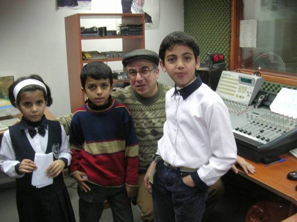 Children in the studios of the Palestinian Broadcasting Corporation