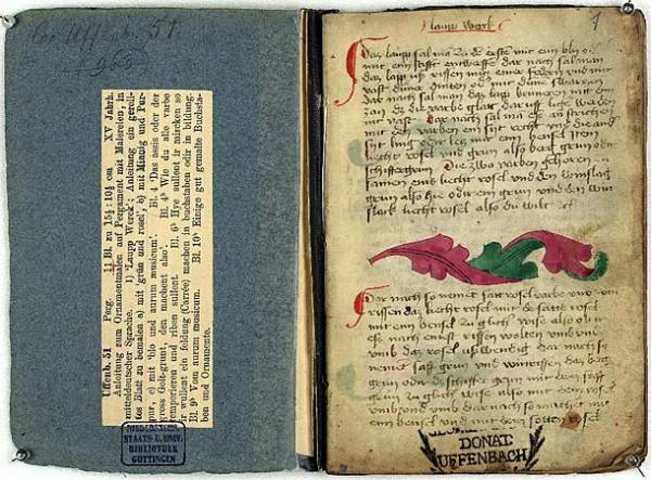 Double page of the Gttingen Model Book. Fol. 1 recto