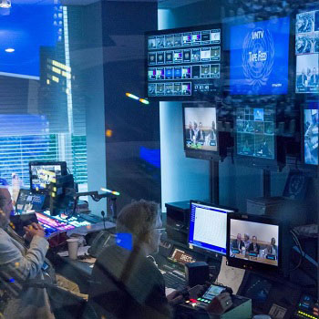 Salle de contrôle de la télévision de l'Office des Nations Unies à Genève
