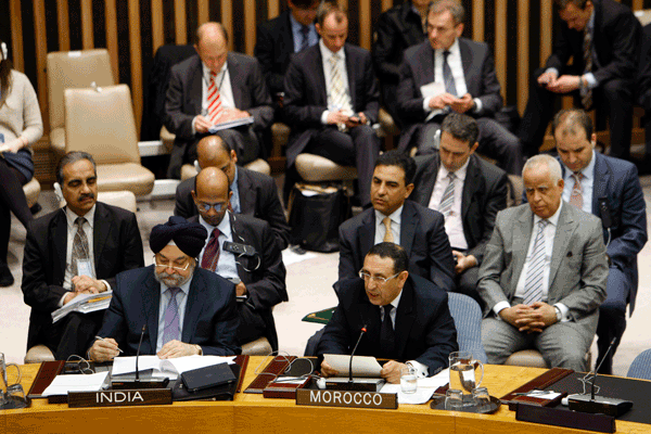 11 May 2010. A wide view of the Security Council as it hears briefings from the Chairmen of Council subsidiary bodies, including the the Al-Qaida and Taliban Sanctions Committee, Counter-Terrorism Committee, and 1540 Committee on disarmament.