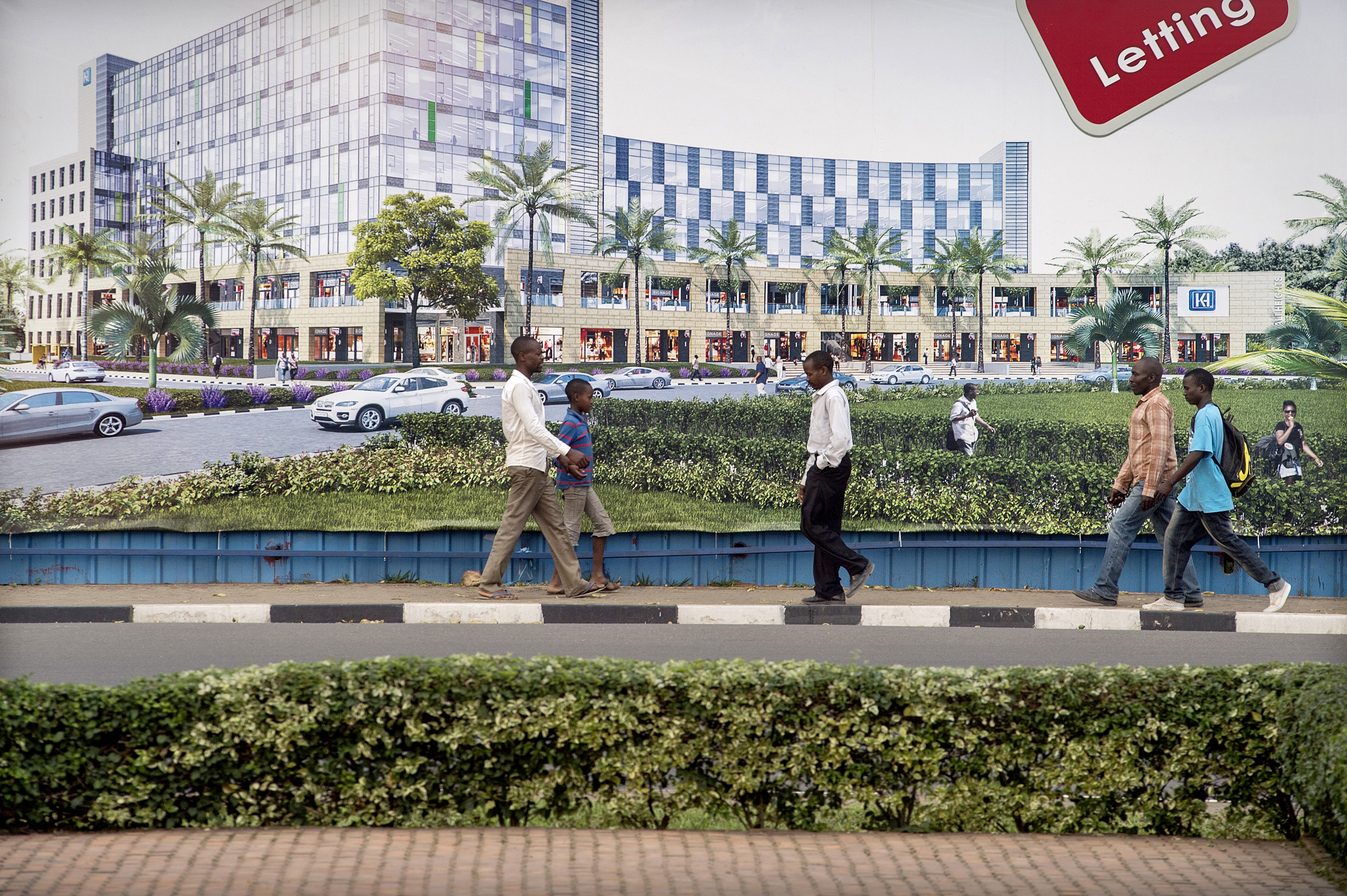 An artist impression (in the background) of a forthcoming shopping and office complex. Photo: Panos/Sven Torfinn