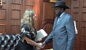 Hilde F. Johnson, Special Representative and head of the UN Mission in South Sudan, meets with President Salva Kiir. Photo: UNIFEED video still