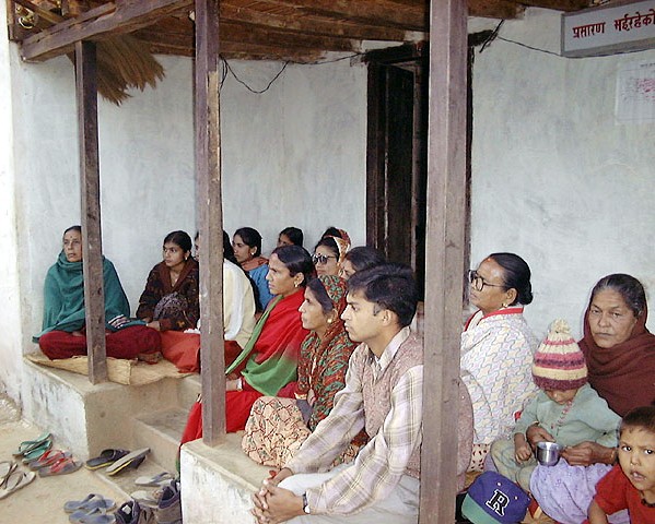 Community people listening to programmes at Community Radio Madanporkhara